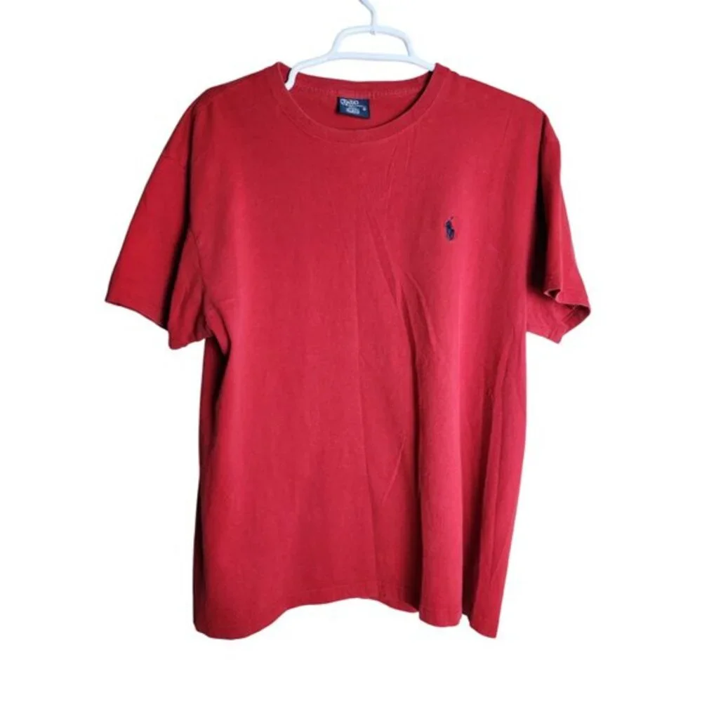 Polo Ralph Lauren VTG 80s‎ Men M Red Short Sleeve Crew Neck Pullover T Shirt